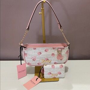 Juicy Couture Berry Sweet Strawberry Print Shoulder Bag and Wallet - Pink